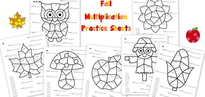 Fall Multiplication Worksheets - Color and Solve Practice