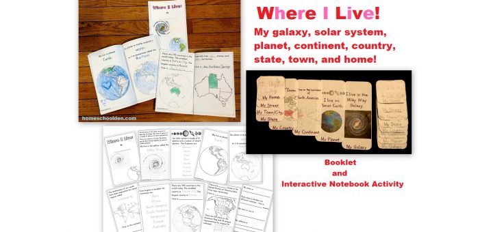 Where I Live Activities - galaxy, solar system, planet, continent, country, state, city or town, home