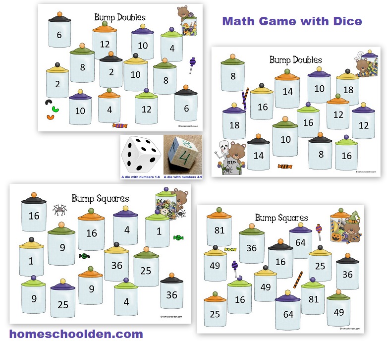 Math Game with Dice -- Bump Doubles Bump Squares