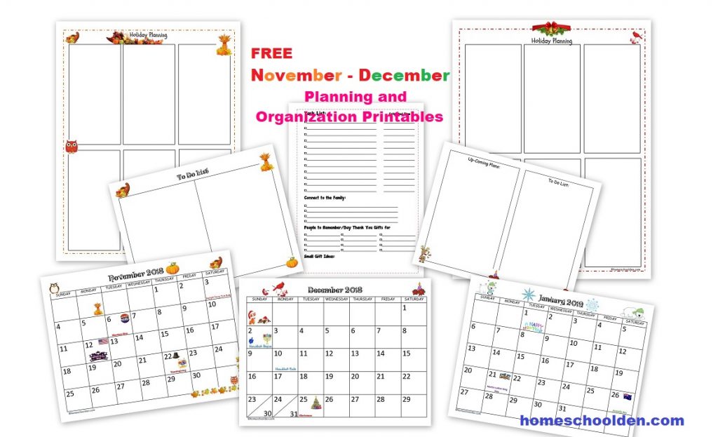 FREE November - December Planning and Organization Printables