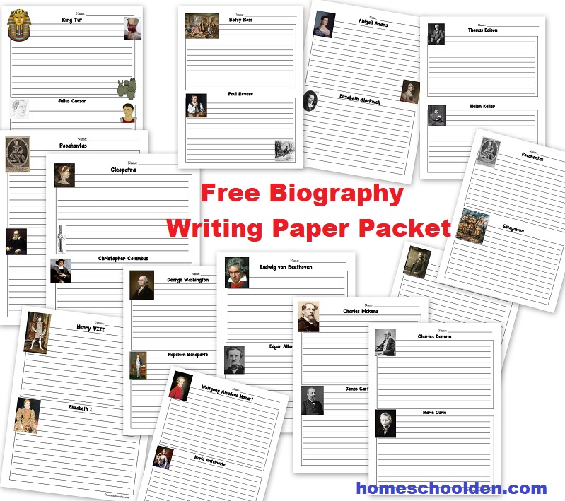 Free Biography Writing Paper Packet