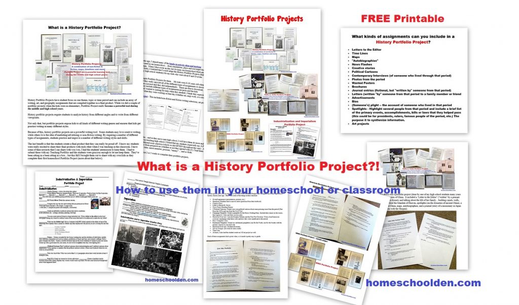 History Portfolio Projects - Using them in your homeschool or classroom - Free Prinable