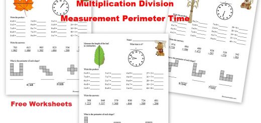 Mixed Math Practice - Multiplication Division Measurement Perimeter Time - Free Worksheets