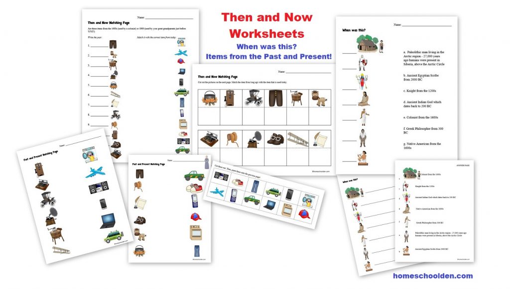 Then and Now Worksheets - Items from the Past and Present