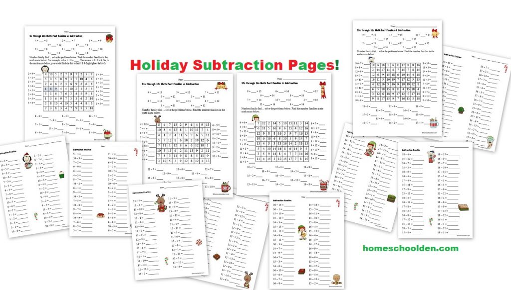 Holiday Subtraction Packet