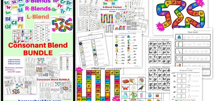 onsonant Blend BUNDLE - S-Blends worksheets activities and games plus L-blend R-blend words