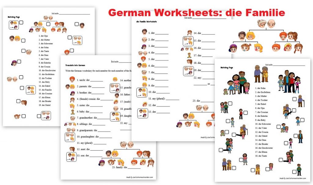 German Worksheets die Familie - the Family