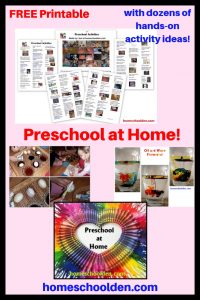 Preschool at Home - FREE Printable with dozens of hands-on activity ideas!