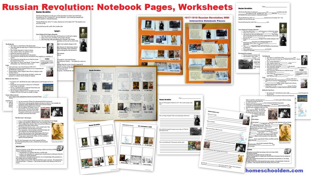 Russian Revolution Worksheets - Notebook Pages