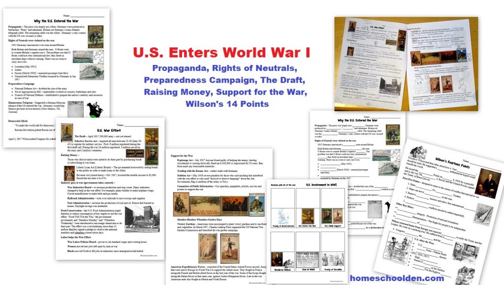 US Enters WWI Worksheets - Notebook Pages