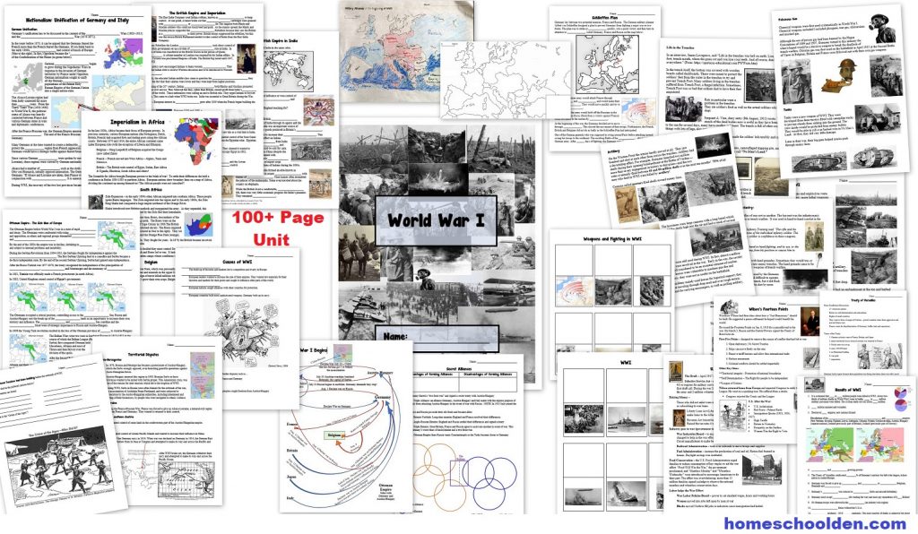 World War I Unit with Worksheets Notebook Pages and More