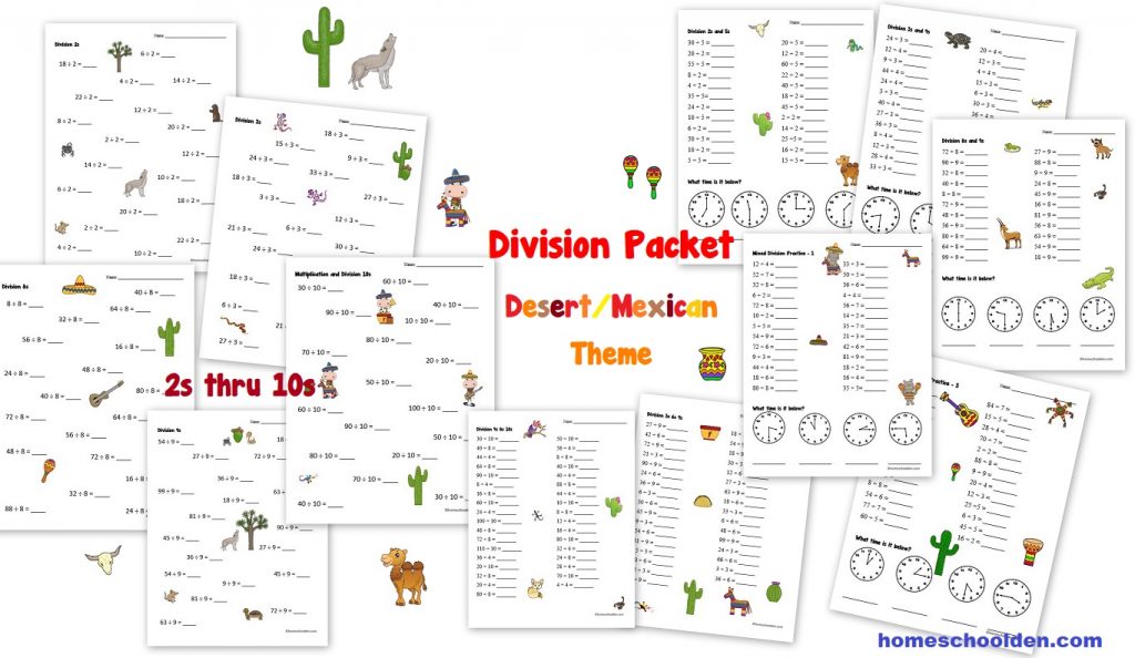 Division Worksheet Packet Desert-Mexican Theme