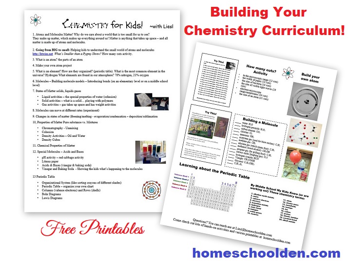 Building Your Chemistry Curriculum - Free Printables