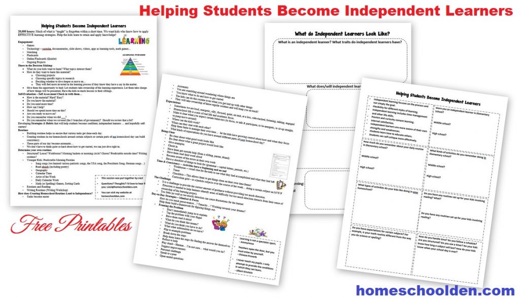 Helping Students Become Independent Learners - Free Printables