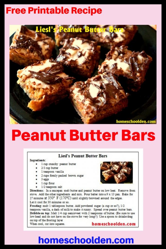 Peanut Butter Bars Recipe Homeschool Den