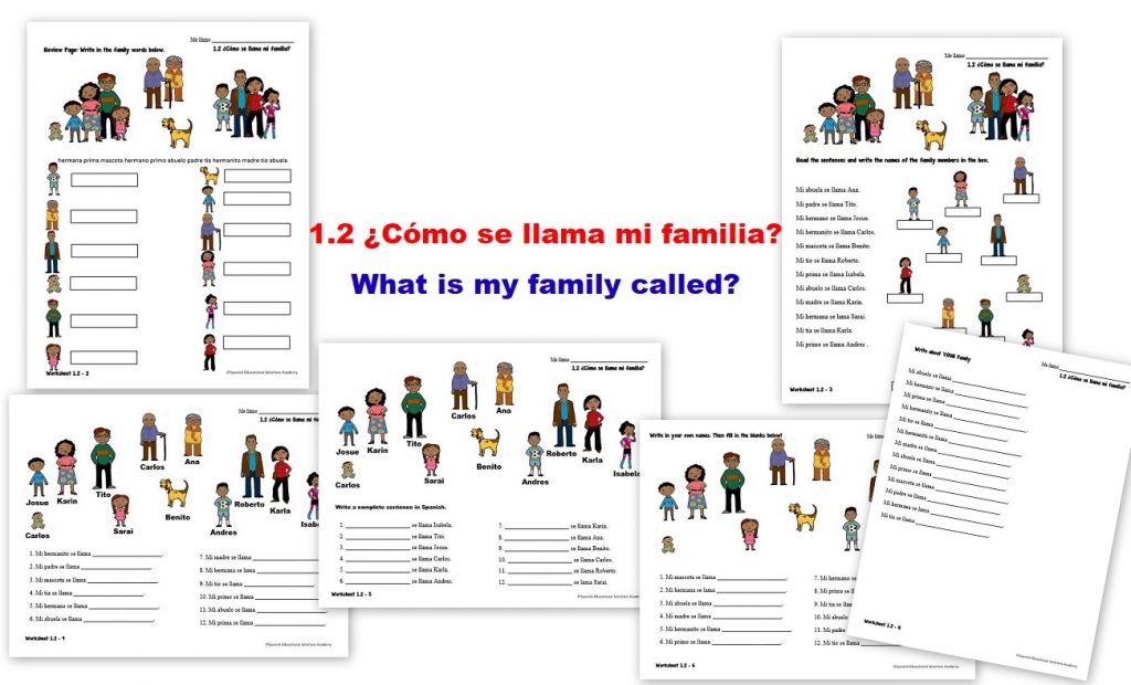 Spanish Worksheets for Kids - 1.2 Spanish Names - Cómo se llama mi familia