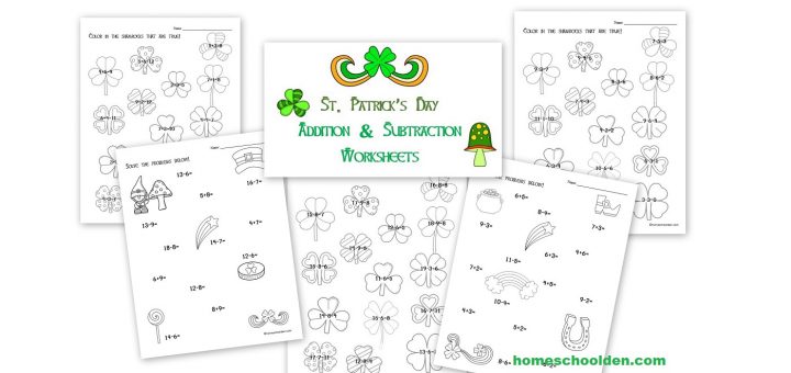 St. Patricks Day - Shamrock - Addition Subtraction Practice