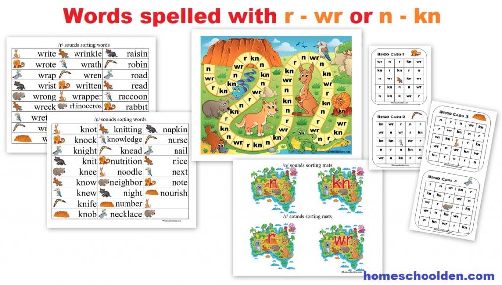 Words spelled wr - r or kn - n - Word Sorts Activities and Games
