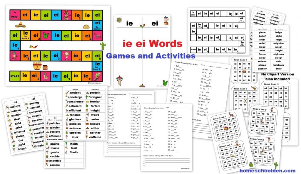 ie ei worksheets games and activites for spellling practice