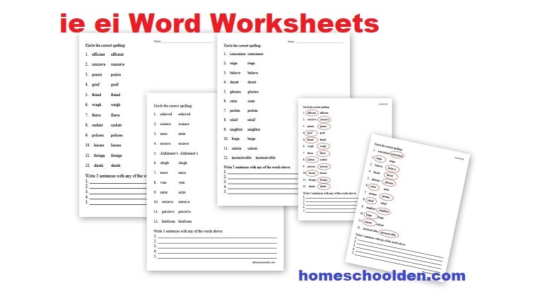 ie ei word worksheets