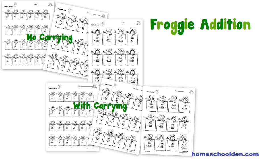 Froggie Addition - No Carrying or WIth Carrying