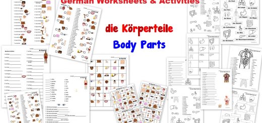German Worksheets - die Körperteile Body Parts - Organe Knochen