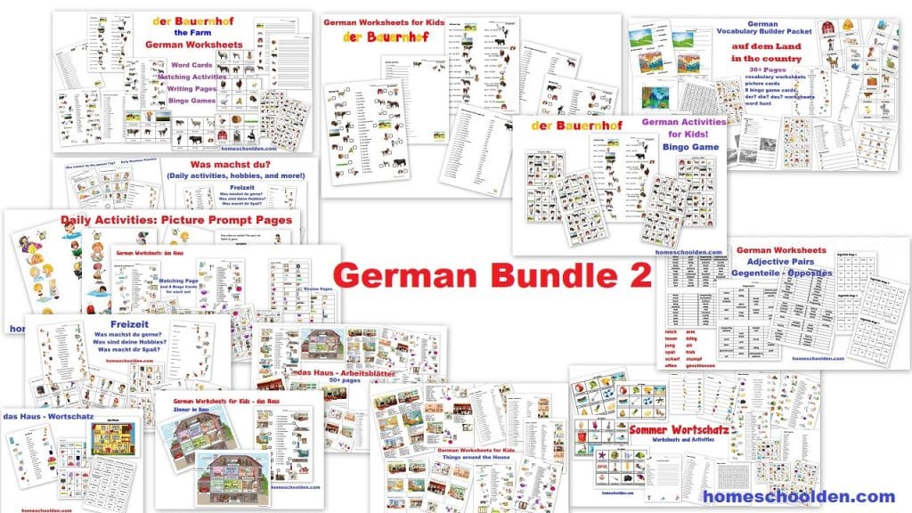 German Worksheets for Kids - German Bundle 2