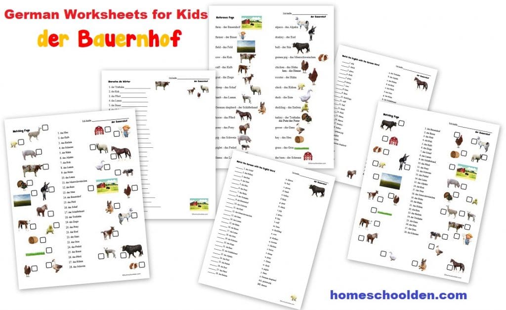 German Worksheets for Kids - der Bauernhof - the Farm