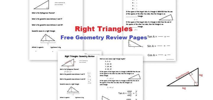 Right Triangles - Free Geometry Review Pages