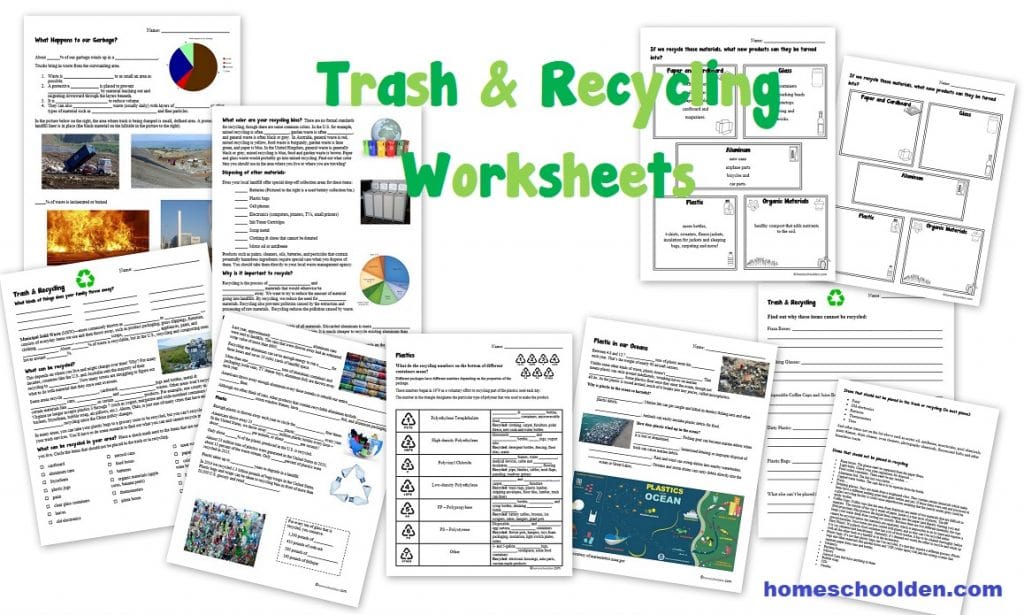 Trash and Recycling Worksheets