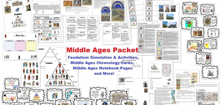 Middle Ages Unit - Worksheets, Chronology Cards, Notebook Pages, Feudalism Simulation, Activities