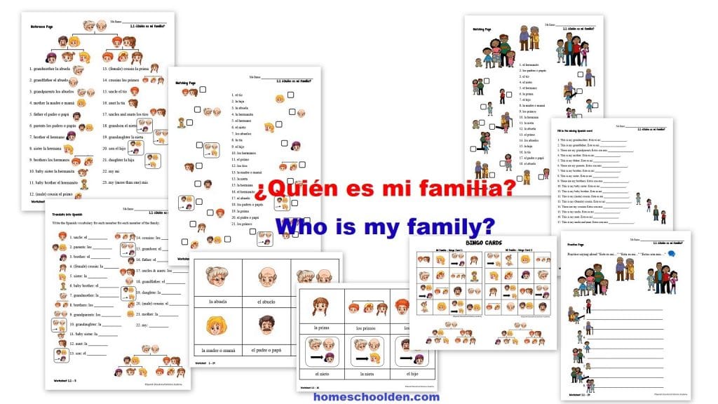 Spanish Worksheets for Kids - Quién es mi familia Who is My Family