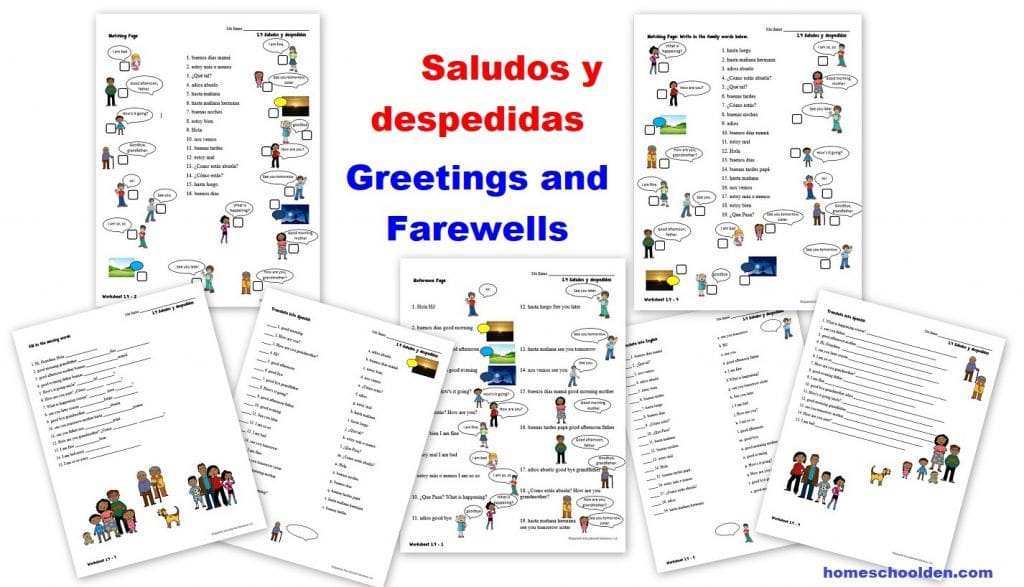 Spanish Worksheets for Kids - Saludos y despedidas Greetings and Farewells
