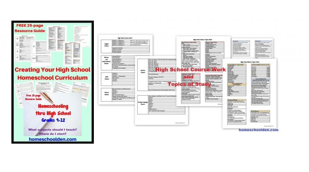 High School Homeschool Resource Guide - Subjects, Topics of Study - Grades 9-12