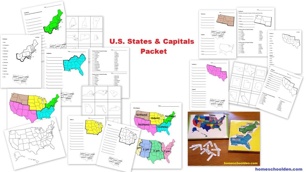 US States and Capitals Packet