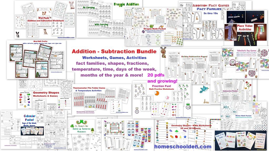 Addition-Subtraction BUNDLE 20 pdfs and growing