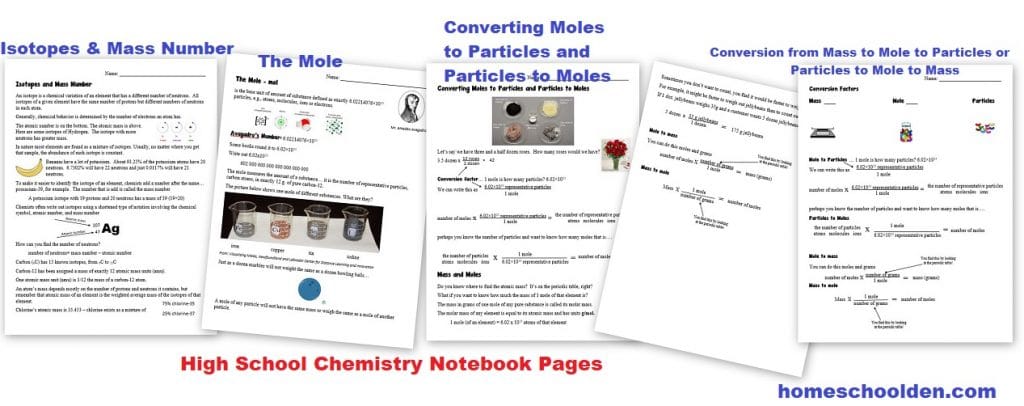 High School Chemistry - Isotopes Mass Number Mole avogadro's number Converstions Mass to Mole to Particles