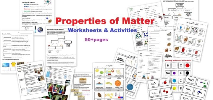 Properties of Matter Worksheets Activities - elements compounds solutions