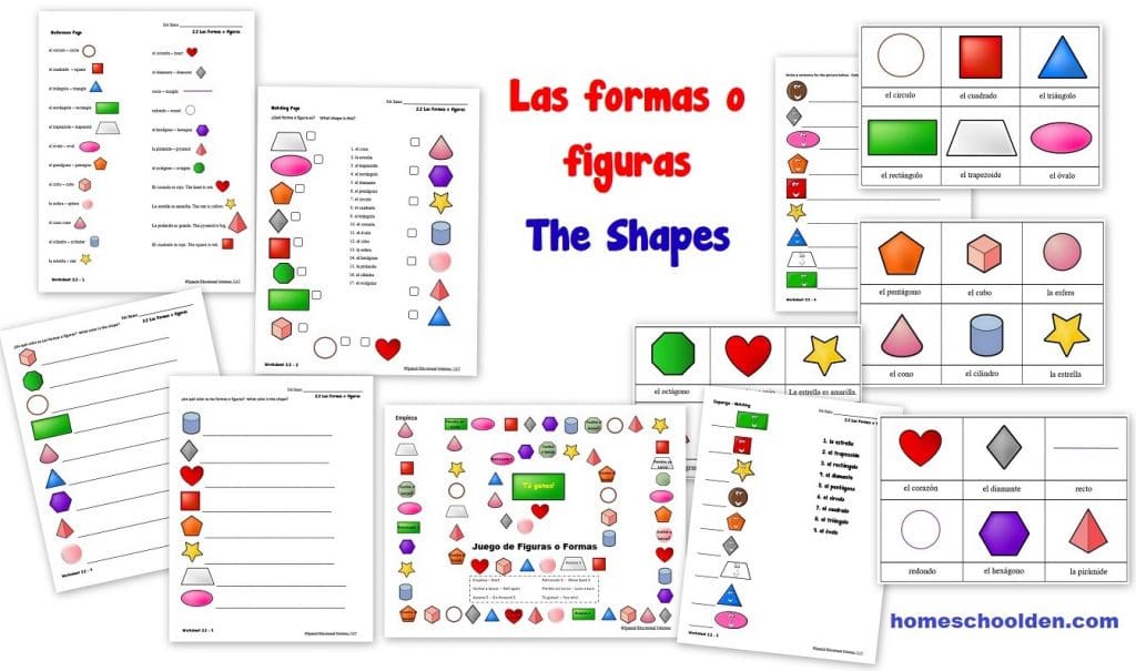 Spanish Worksheet Set 2 - packet 2 Las formas o figuras - The Shapes Spanish Worksheets