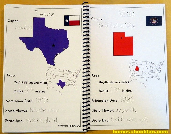 US States and Capitals Activity - Texas Utah