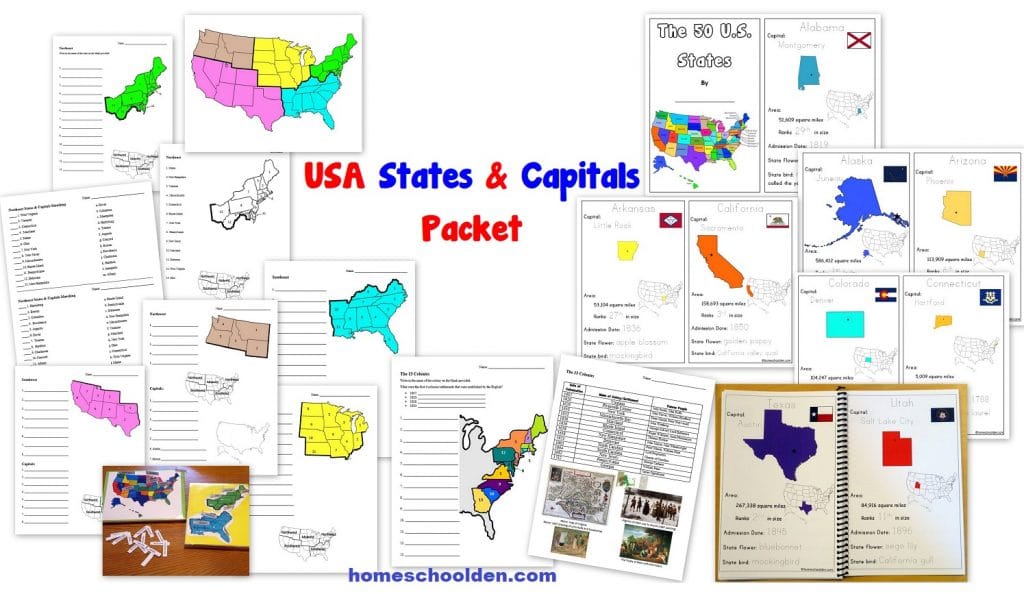 USA States and Capitals Packet