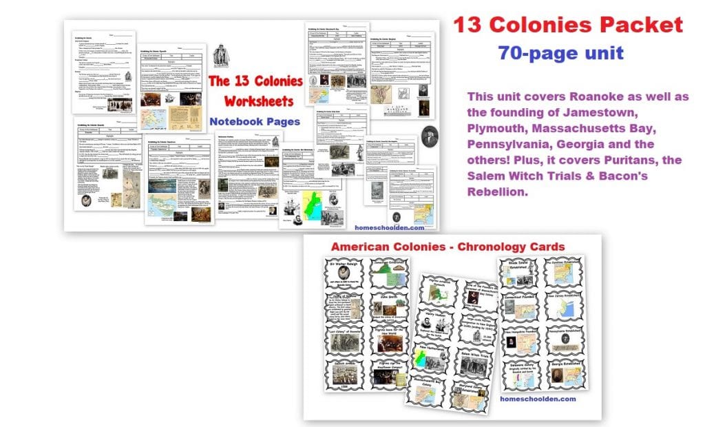 13 Colonies Worksheet Packet