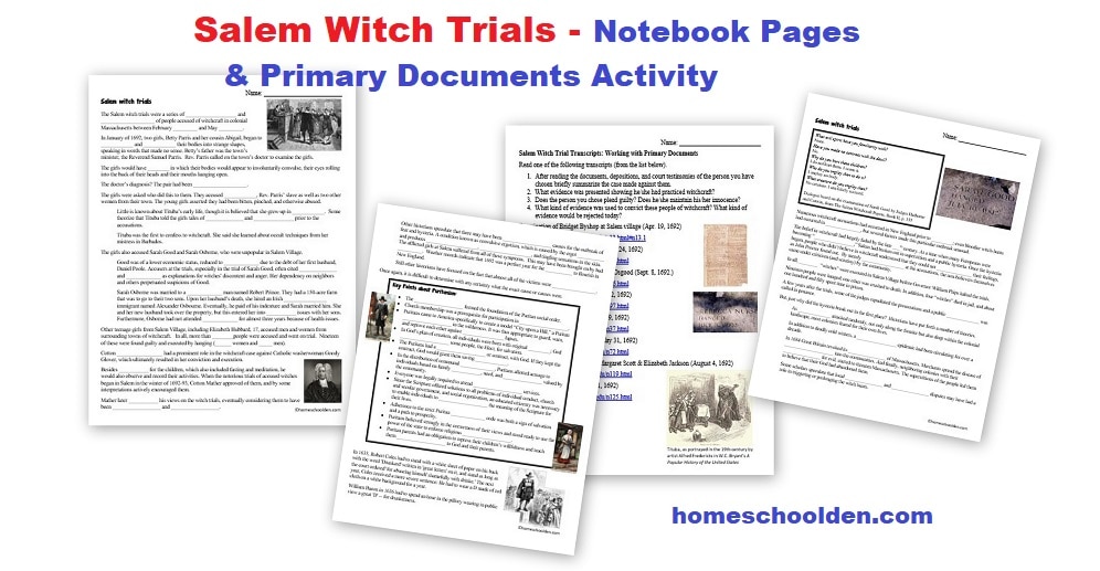 Salem Witch Trials Worksheets and Activity