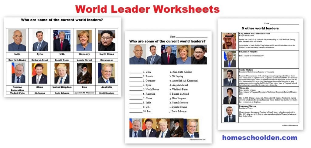 World Leader Worksheets