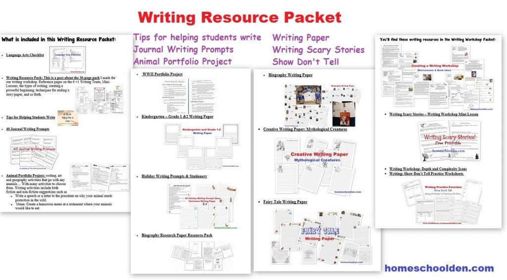 Writing Resource Packet - Tips for Helping Students Write Writing Prompts and more