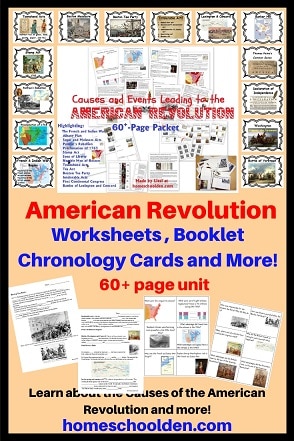 American Revolution Worksheets Activities Chronology Cards