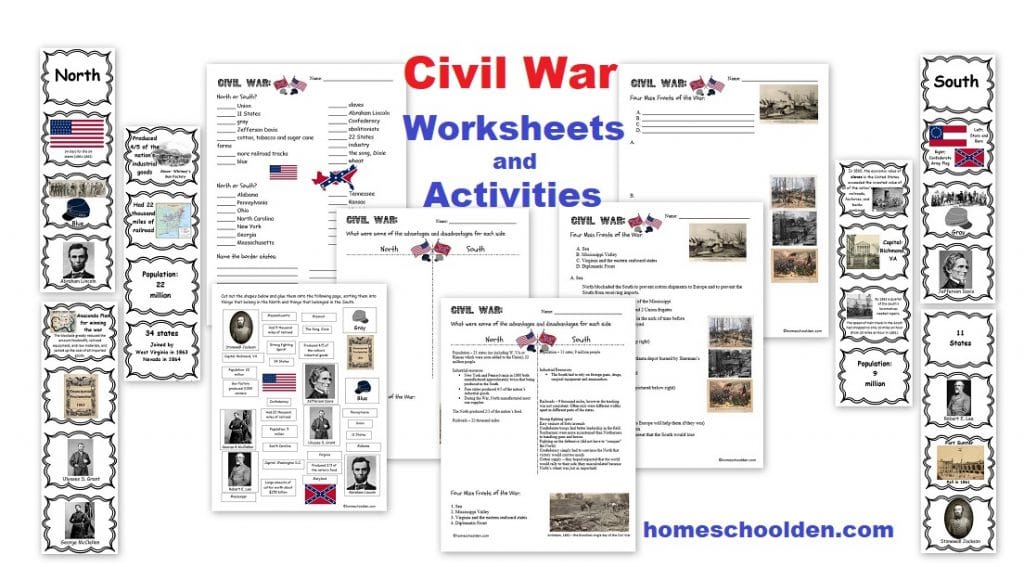 Civil War Worksheets and Activities