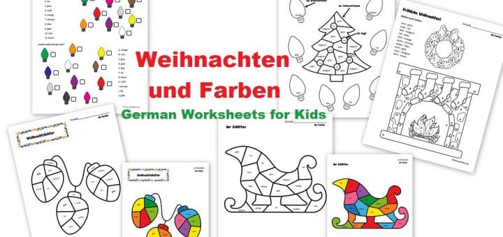 Weihnachten und Farben German Worksheets for Kids