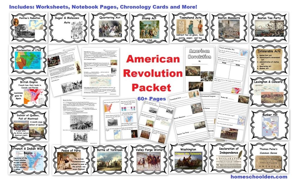 American Revolution Worksheets Notebook Pages Chronology Cards and More