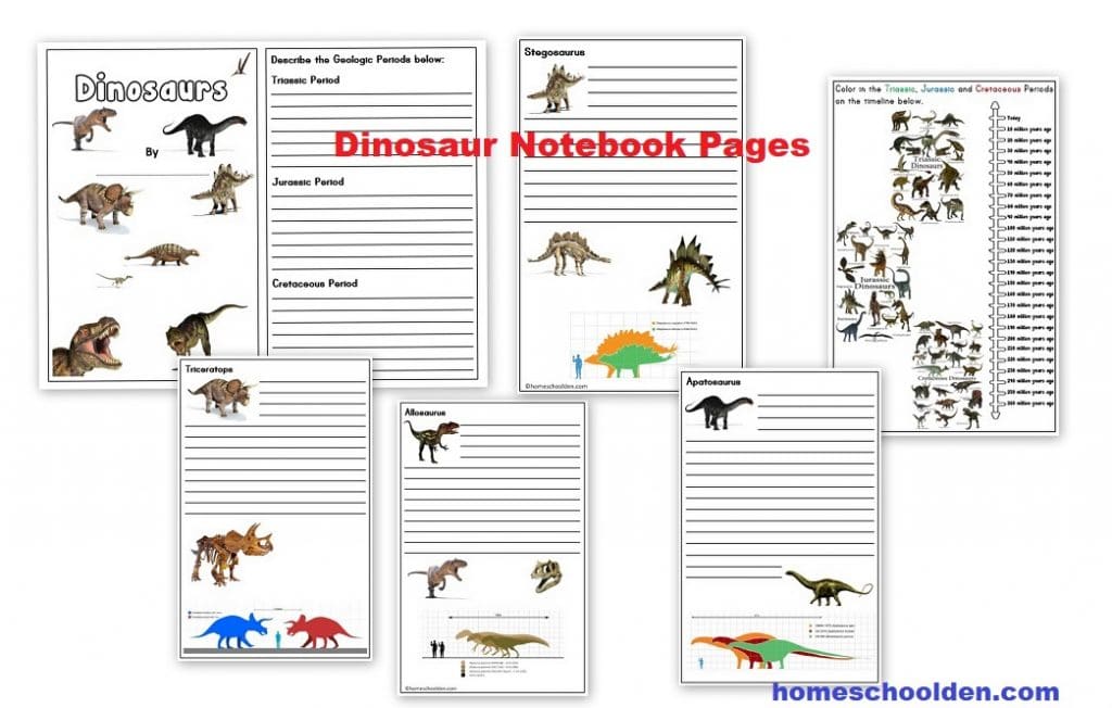 Dinosaur Notebook Pages